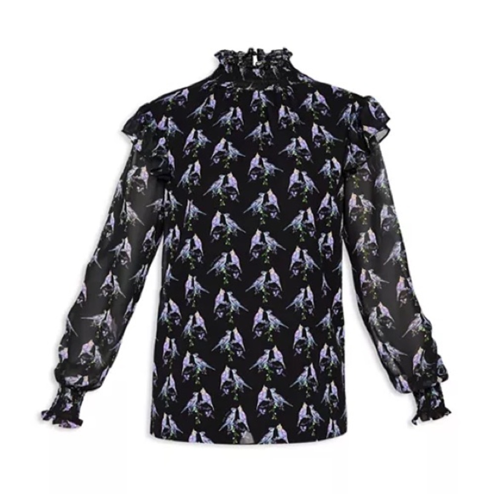Ted Baker London Zabrina Lovebirds Ruffle Blouse - Size T0/US Size 2